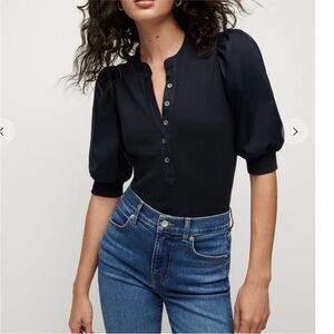 Veronica Beard Coralee Puff Sleeve Top